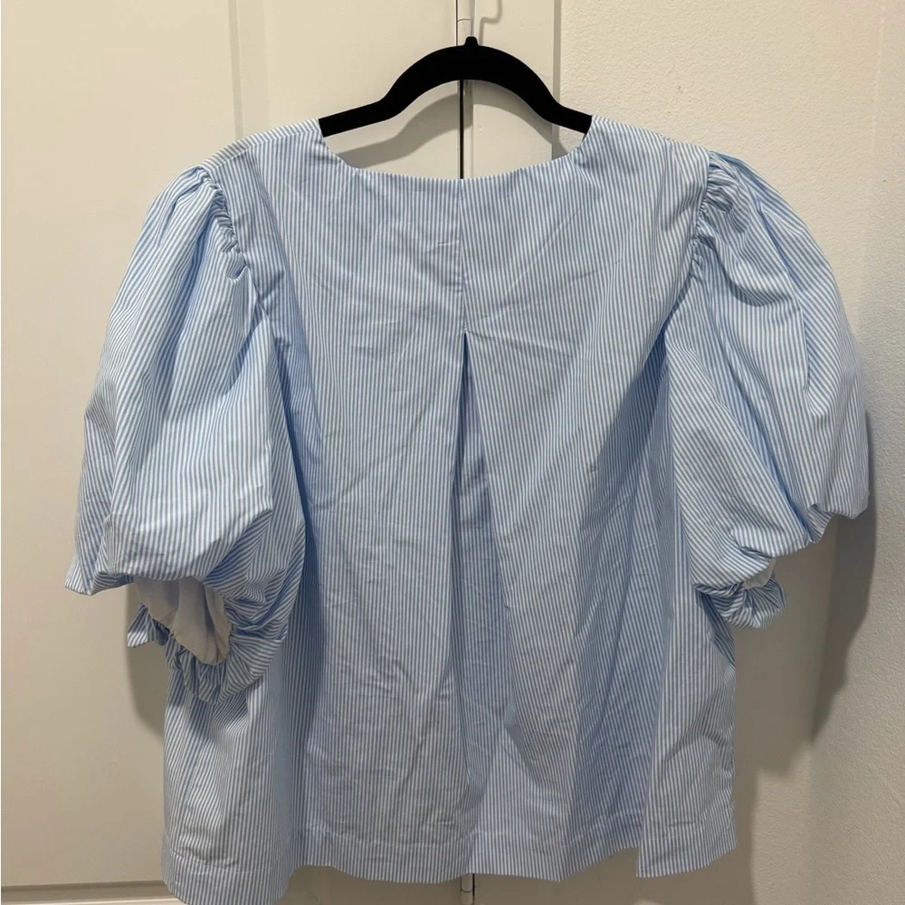 kate spade X Target Stripe Puff Sleeve Blouse in Blue and White - Picture 8 of 8